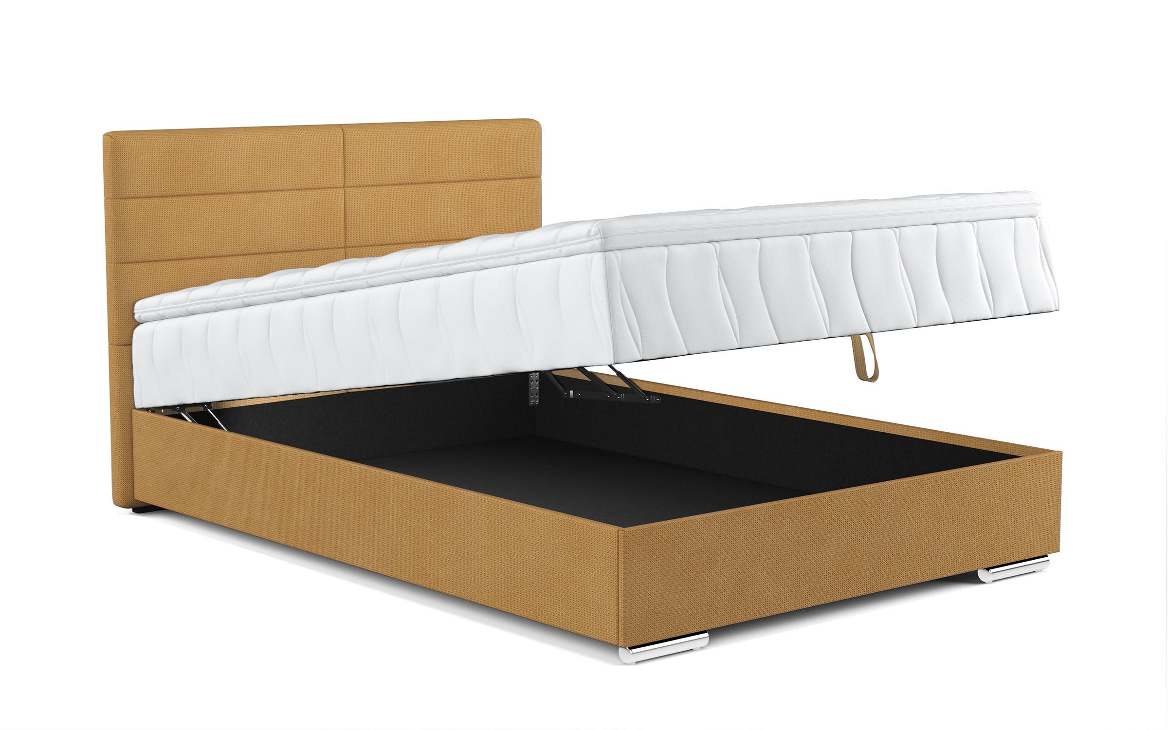 Vindi Boxspring franciaágy + felső matrac 140/200, mustár sárga  6